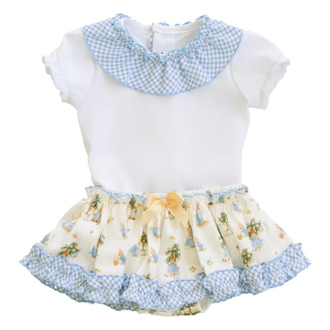 Picture of PRE ORDER Miranda Baby Girls Bunny & Gingham Jam Pant Set - White Blue