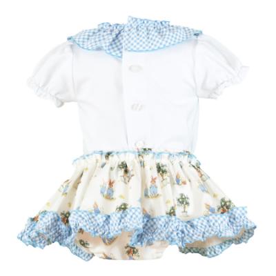 Picture of PRE ORDER Miranda Baby Girls Bunny & Gingham Jam Pant Set - White Blue