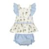 Picture of Miranda Baby Girls Bunny & Gingham Dress & Panties Set - White Blue