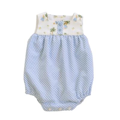 Picture of Miranda Baby Boys Bunny & Gingham Romper - White Blue