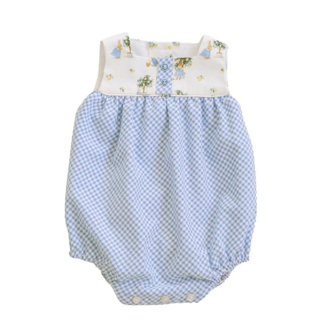 Picture of Miranda Baby Boys Bunny & Gingham Romper - White Blue