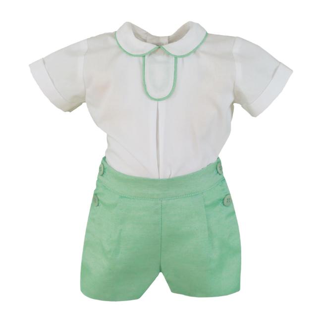 Picture of Miranda Baby Boys Blouse & Shorts Set - White Green