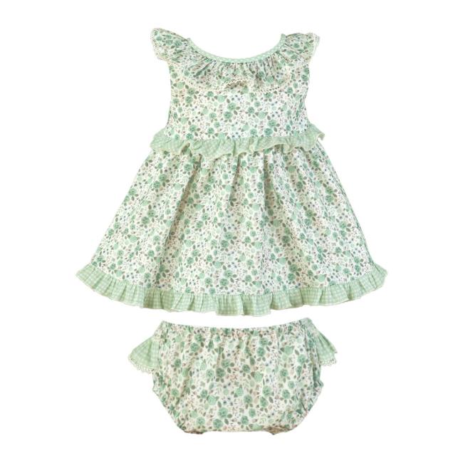 Picture of Miranda Baby Girls Floral Dress & Panties Set X 2 - White Green