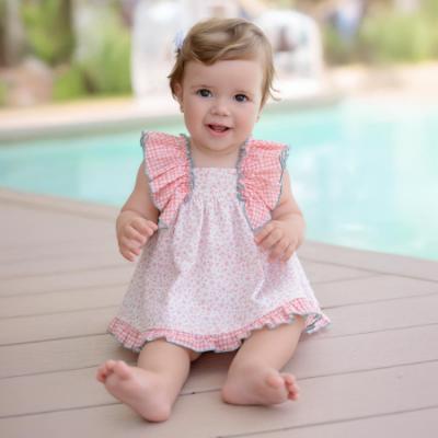 Picture of Miranda Baby Girls Gingham Ruffle Dress & Panties Set - White Pink