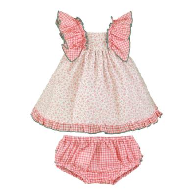 Picture of Miranda Baby Girls Gingham Ruffle Dress & Panties Set - White Pink