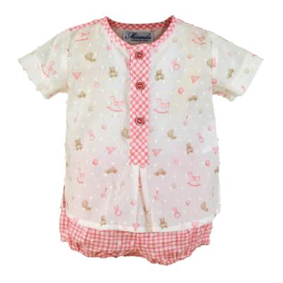 Picture of Miranda Baby Boys Rocking Horse Blouse & Gingham Shorts Set - White Pink