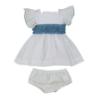 Picture of PRE ORDER Miranda Baby Girls Plumetti Ruffle Dress & Panties Set X 2 - White Blue