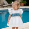 Picture of PRE ORDER Miranda Baby Girls Plumetti Ruffle Dress & Panties Set X 2 - White Blue