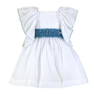 Picture of Miranda Girls Plumetti Ruffle Dress - White Blue