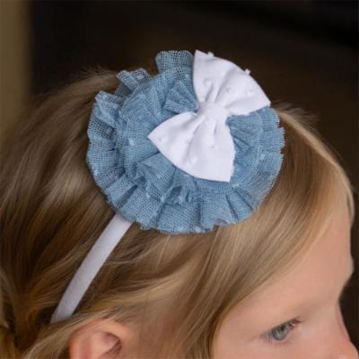 Picture of PRE ORDER Miranda Girls Rosette Headband/Hair Clip - Blue White