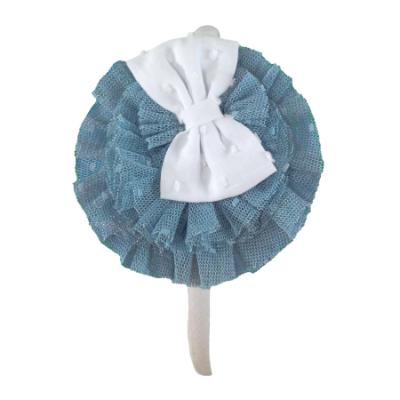 Picture of PRE ORDER Miranda Girls Rosette Headband/Hair Clip - Blue White