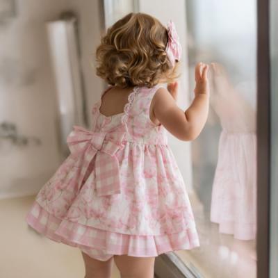 Picture of PRE ORDER Miranda Baby Girls Check & Floral Ruffle Dress & Panties Set X 2 - White Pink