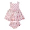 Picture of PRE ORDER Miranda Baby Girls Check & Floral Ruffle Dress & Panties Set X 2 - White Pink