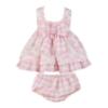 Picture of PRE ORDER Miranda Baby Girls Check & Floral Ruffle Dress & Panties Set X 2 - White Pink