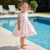 Picture of PRE ORDER Miranda Girls Check & Floral Ruffle Dress - White Pink