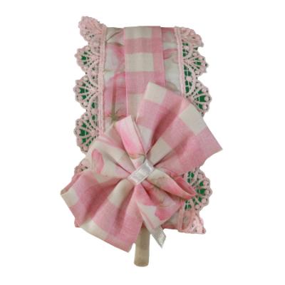 Picture of Miranda Girls Check Rosette Lace Headband - White Pink