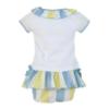 Picture of PRE ORDER Miranda Baby Girls Stripe Ruffle Jam Pant Set X 2 - White Lemon Blue