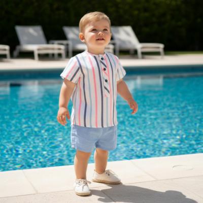 Picture of Miranda Baby Boys Stripe Shirt & Shorts Set X 2 - Multi Stripe