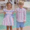 Picture of PRE ORDER Miranda Girls Double Ruffle & Bow Dress - Multi Stripe
