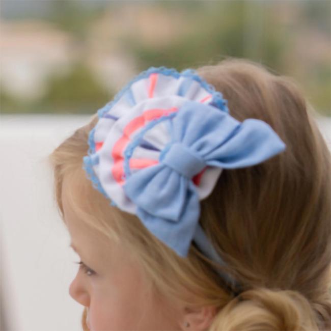 Picture of PRE ORDER Miranda Girls Stripe Rosette Headband/Hair Clip - Multi Stripe