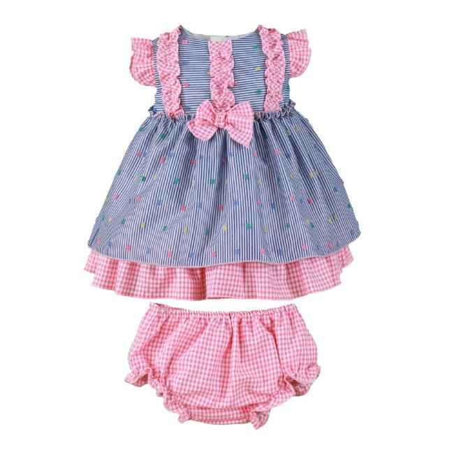 Picture of PRE ORDER Miranda Baby Girls Ruffle Dress & Panties Set X 2 - Pink Gingham