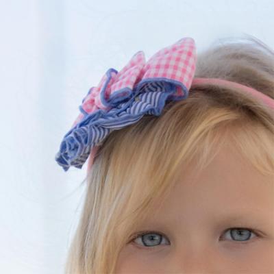 Picture of PRE ORDER Miranda Girls Gingham Rosette Headband/Hair Clip - Pink