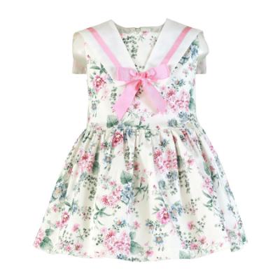 Picture of Miranda Girls Floral Dress With  Sailor Collar - White Pink
