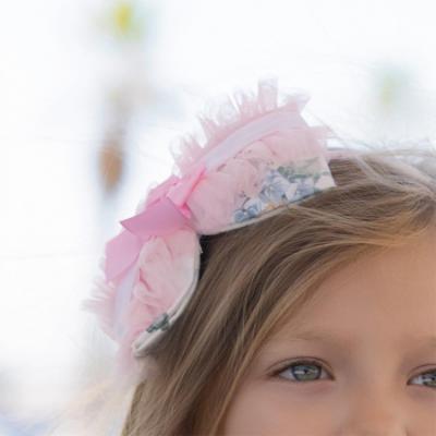 Picture of Miranda Girls Floral Rosette Tulle Headband - White Pink