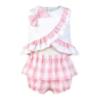 Picture of PRE ORDER Miranda Baby Girls Check Skirted Jam Pant Set X 2 - White Pink