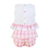 Picture of Miranda Baby Girls Check Skirted Jam Pant Set X 2 - White Pink