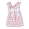 Picture of Miranda Girls Ruffle Shoulder Check Dress - White Pink