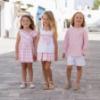 Picture of PRE ORDER Miranda Girls Ruffle Shoulder Check Dress - White Pink