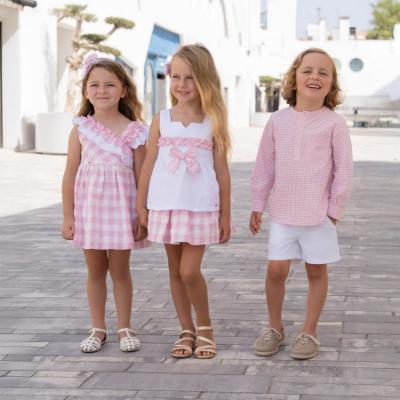 Picture of Miranda Girls Check Skirt & Tunic Top X 2 - White Pink