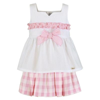 Picture of Miranda Girls Check Skirt & Tunic Top X 2 - White Pink
