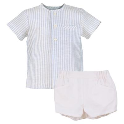 Picture of Miranda Baby Boys Stripe Shirt & Shorts Set X 2 - Blue White