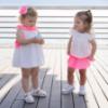 Picture of PRE ORDER Miranda Baby Girls Fluor Gingham Skirted Jam Pant Set X 2 - White Neon Pink