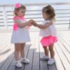 Picture of PRE ORDER Miranda Baby Girls Fluor Gingham Skirted Jam Pant Set X 2 - White Neon Pink