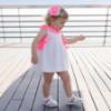 Picture of Miranda Baby Girls Fluor Gingham Ruffle Dress - White Neon Pink