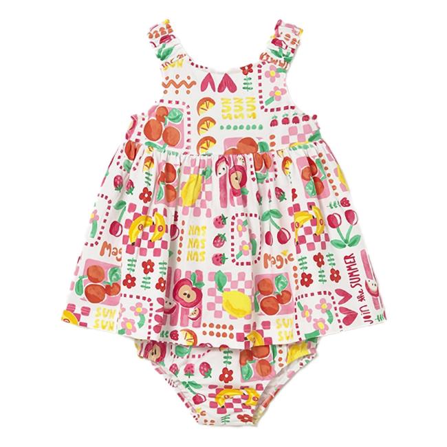 Picture of Mayoral Toddler Girls Summer Sun Dress & Panties Set X 2 - White Multi