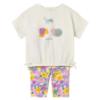 Picture of Mayoral Toddler Girls Summer Applique Top & Tulip Print Leggings Set X 2 - Cream Lilac