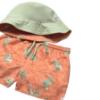 Picture of Mayoral Toddler Boys Summer Hat & Chameleon Print Swim Shorts Set X 2 - Orange Green