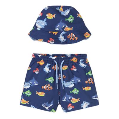Picture of Mayoral Toddler Boys Summer Hat & Fish Print Swim Shorts Set X 2 - Blue Multi