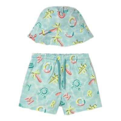 Picture of Mayoral Toddler Boys Summer Hat & Crocodile Print Swim Shorts Set X 2 - Aquamarine