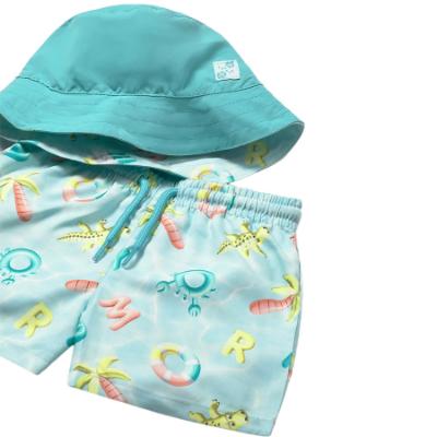 Picture of Mayoral Toddler Boys Summer Hat & Crocodile Print Swim Shorts Set X 2 - Aquamarine