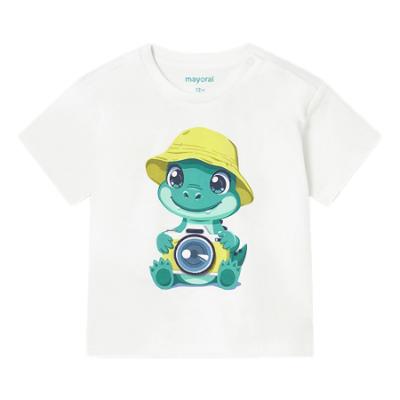 Picture of Mayoral Toddler Boys Summer Crocodile Print T-Shirt - White Aquamarine