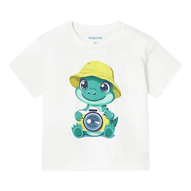 Picture of Mayoral Toddler Boys Summer Crocodile Print T-Shirt - White Aquamarine