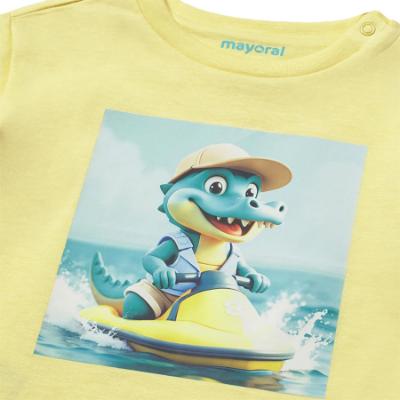 Picture of Mayoral Toddler Boys Summer Crocodile Print T-Shirt - Yellow Aquamarine