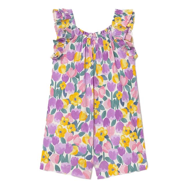 Picture of Mayoral Toddler Girls Summer Tulip Print Playsuit  - Lilac Multi