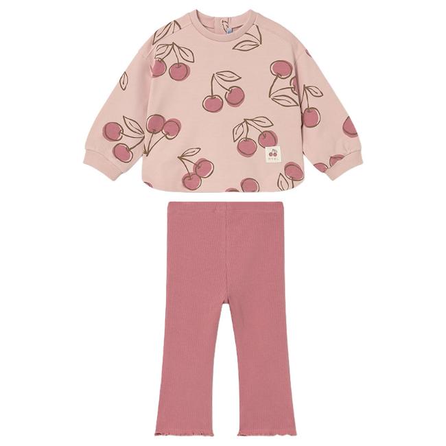 Picture of Mayoral Toddler Girls Summer Cherry Print Sweater & Flared Leggings Set X 2 - Pink
