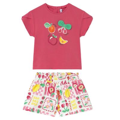 Picture of Mayoral Toddler Girls Summer Top & Fruit Print Shorts Set X 2 - Pink Multi